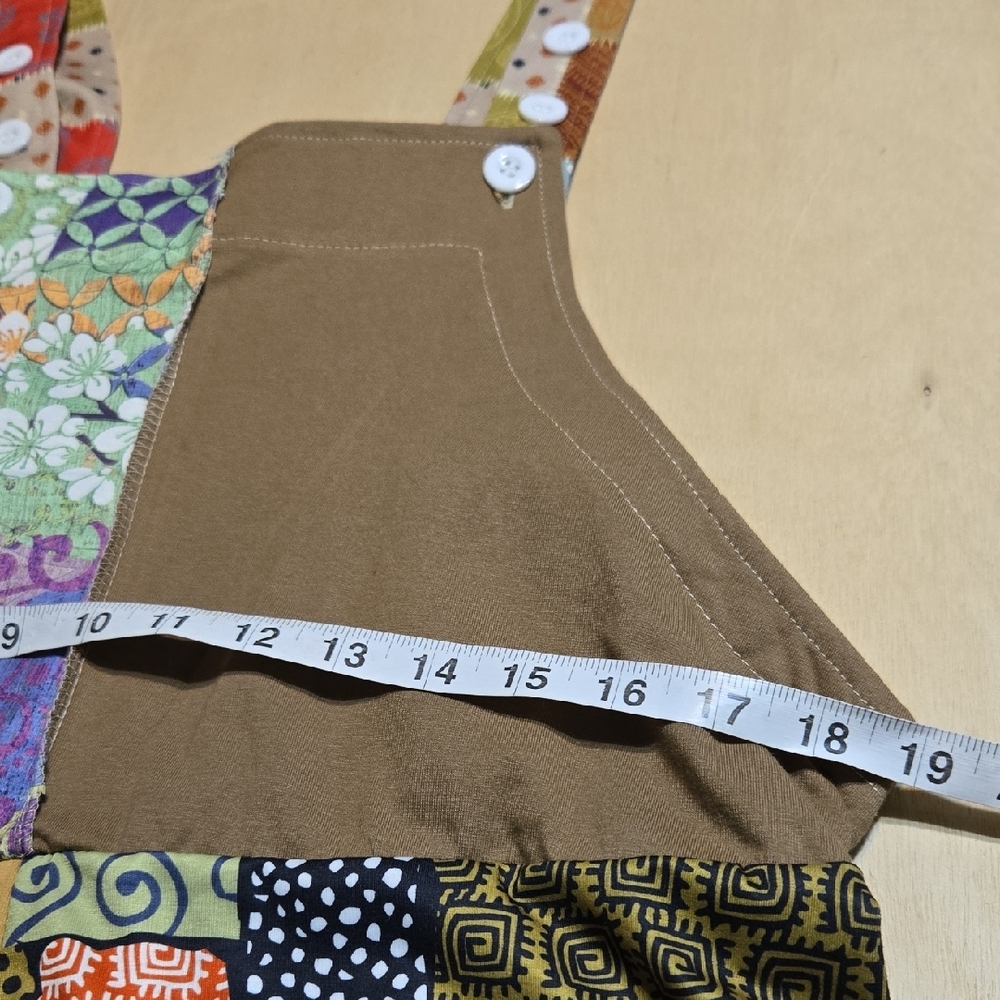 JS1 NWT Yak & Yeti Colorful Patchwork Overalls Adjustable Sm/Md Lg/XL Pockets - Picture 6 of 10